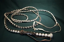 12 Ft Black and White Bradded Leather  Heavy Whip