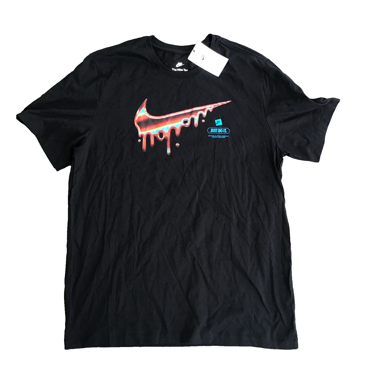 国内発送・正規品★ナイキ NIKE★MEN'S DRIPPING LOGO T-SHIRT M Nike Sportswear Heatwave HBR Black Drip Shirt Just Do It