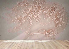 3D Pink Floral Design Wallpaper Wall Mural Removable Self-adhesive Sticker 625