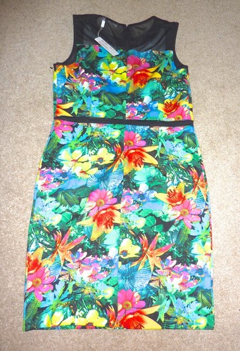 NWT Spense Tropical Floral Sheer Mesh Trimmed Sheath Dress 8-12 - Picture 12 of 12