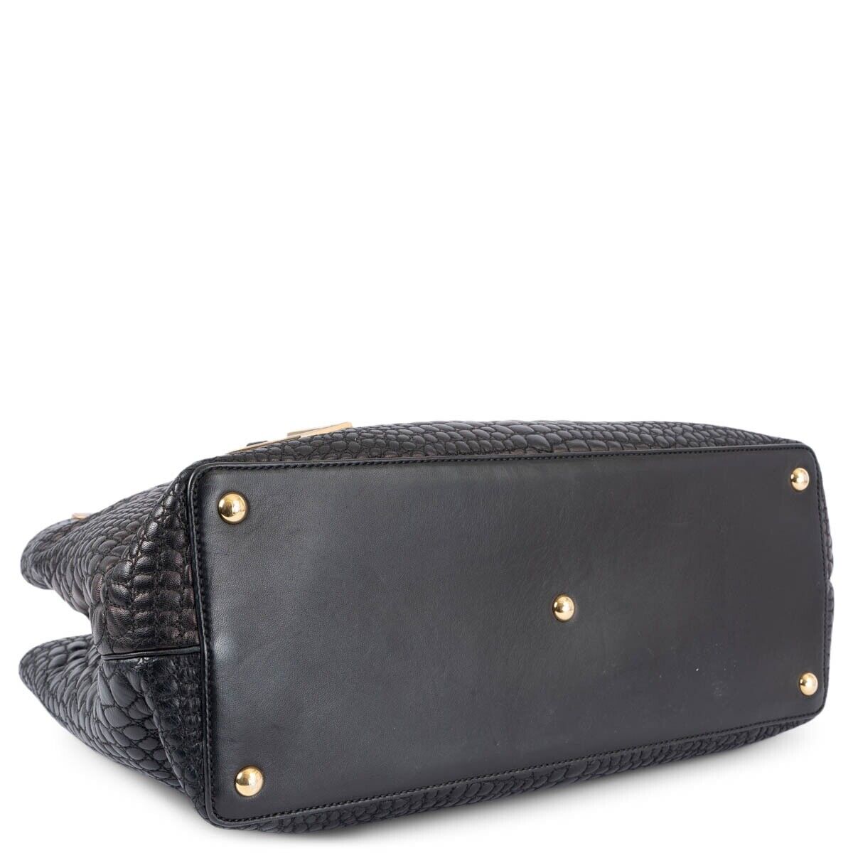 68899 auth FENDI metallic black FAUX CROC leather MEDIUM 68899 auth FENDI metallic black FAUX CROC leather MEDIUM