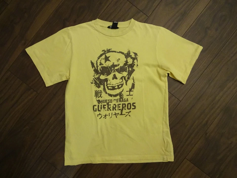 ** H&M **COOLES JUNGEN T-SHIRT - SHIRT - TOTENKOPF - GELB- GR. 164 - KURZARM - Bild 1 von 1