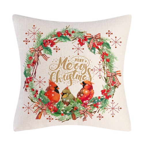 Christmas Painting Elf Cushion Covers Festive Décor Linen 18x18 inches Pack of 4 - Picture 2 of 5