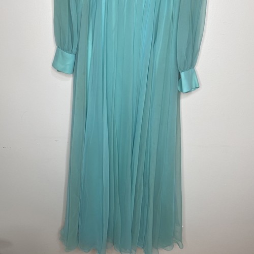 Vintage 1970er Maxikleid Cocktail durchsichtig plissiert grün 6 Shannon Rodgers - Bild 4 von 16