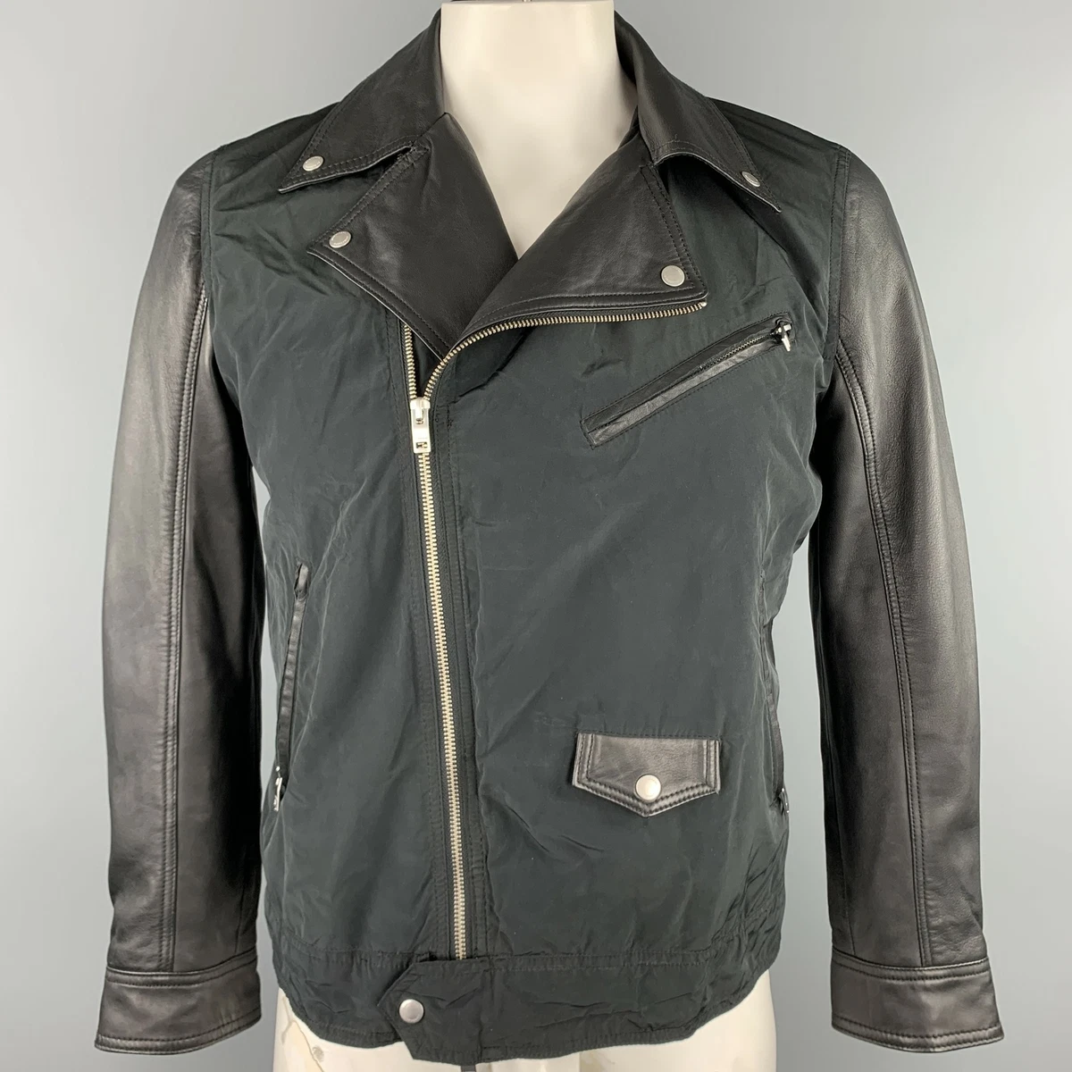 J. LINDEBERG Size L Black Mixed Materials Nylon Biker Jacket eBay