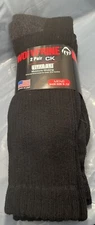 2 Pair Black Wolverine Cotton Comfort Crew Heavyweight Socks Men Large 9-13