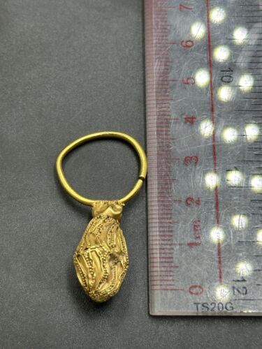 Hermoso pendiente griego antiguo de oro de 18 quilates muy raro - Imagen 12 de 13