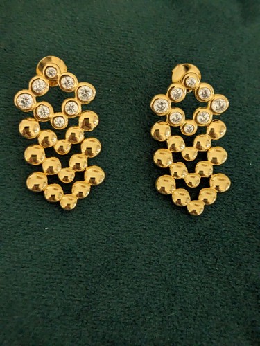 MIssoma 18ct Gold Plated Vermeil ARTICULATED BEADED STONE CHANDELIER EARRINGS - Picture 4 of 4