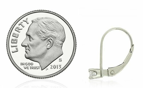 Diamond Leverback Earrings 14K White or Yellow Gold Girl's Small Earrings .12ct - Picture 3 of 13