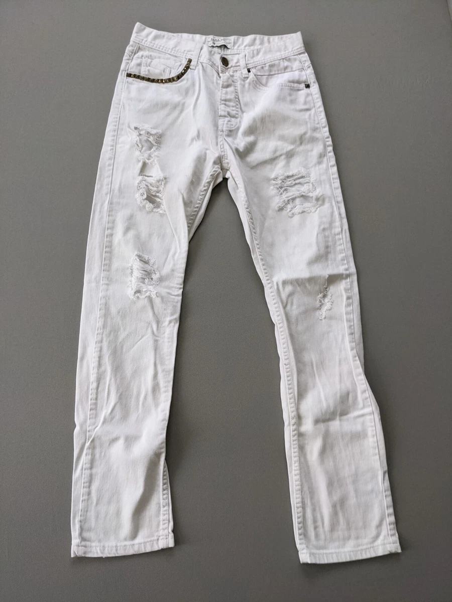 White tapered cheap jeans mens