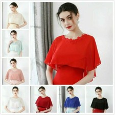 Women Chiffon Cape Bolero Wrap Shawls Wedding Evening Dresses Elegant Jacket