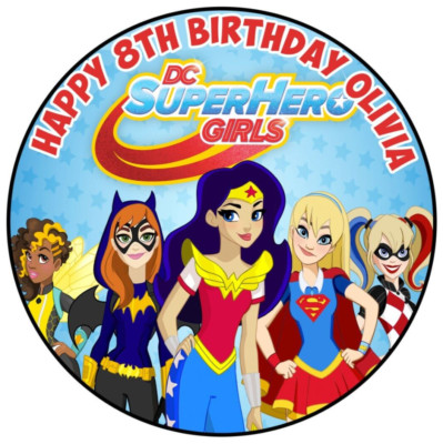 1 x 19cm DC SUPERHERO GIRLS Edible Cake Topper Rice Wafer Paper | eBay ...