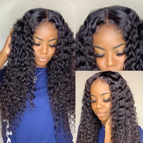 Deep Wave 13x6 HD Lace Frontal Perücke Remy Raw Indian Curly Transparent 13x4 Lace - Bild 15 von 22