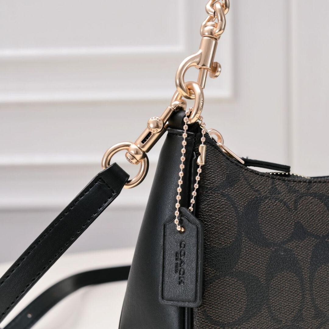 COACH Teri 2Way Shoulder Bag Signature Coated Canvas Black