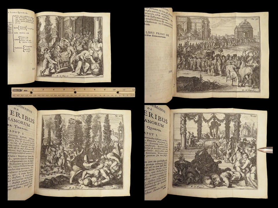 1672 Ancient Rome FUNERALS 1ed Ceremonies Customs Hooghe ART Kirchmann Funeribus - Image 2 of 4