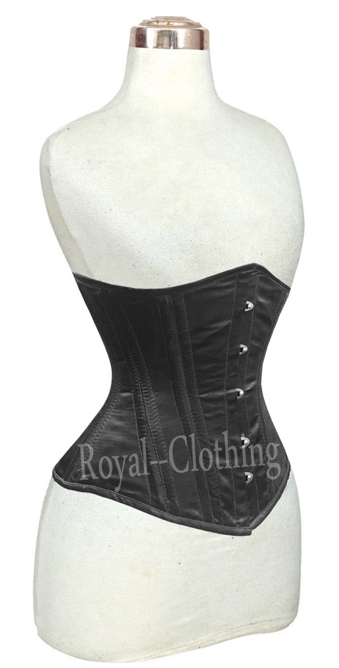 Corsé de satén de alta resistencia 26 doble acero deshuesado con cordones apretados debajo del busto 450-S Foto 4 de 4