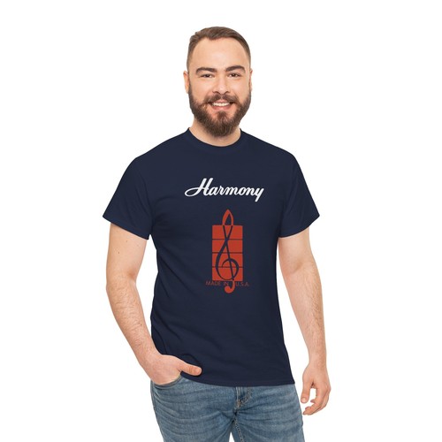 Harmony Treble Clef Guitar Headstock Logo T-Shirt - Kay Silvertone 4 Colors Gift - Picture 57 of 69