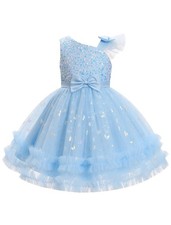 Flower Girl Dress for Wedding Girls Sequins Princess Party Butterfly Tulle Tu...