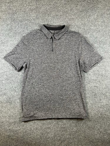 Lululemon Polo Shirt Mens L Gray Heather Performance Stretch Golf 1/4 Zip