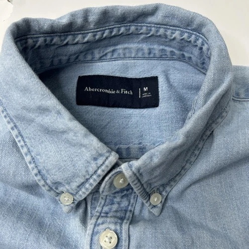 Abercrombie & Fitch Denim Shirt Men’s Medium Button Up Longsleeve Heavy Cotton - Picture 1 of 6