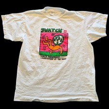 Vintage Swatch Shirt Mens Large White Breakdance Roxy Tee T-Shirt Short Hills
