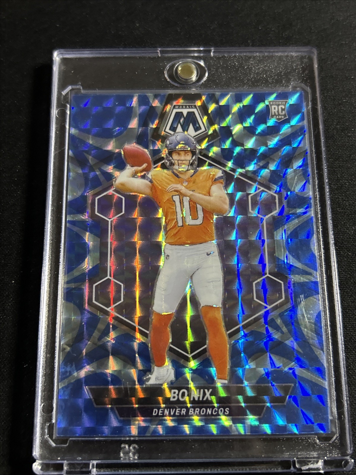 Bo Nix 2024 Panini Mosaic Reactive Blue Prizm RC #312 Rookie
