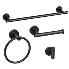Bathroom Hardware Set, 24 Inch Matte Black Towel Bar 26 Inch Matte Black-4pcs