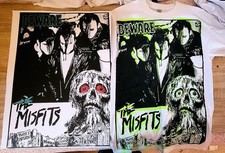 MISFITS BEWARE Hand Screened And Painted Punk T-shirt & Poster Combo (Reprints)