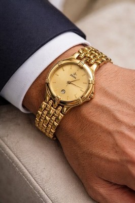 Jovial 1088G Swiss Made Quartz Watch 22K Gold Electroplated Vintage 1990s