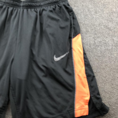 Nike Shorts Mens Medium Black Orange Mesh Panel Logo Pockets Dri Fit * - Picture 3 of 10