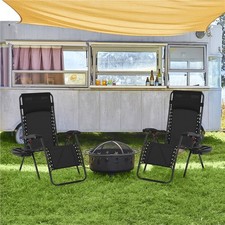 Image of 3pcs Zero Gravity Recliner Chairs & Table Set Foldable Outdoor Garden Sunlounger