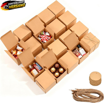 Kleine leere Geschenkboxen Set 50 Stück für DIY Adventskalender, Weihnachtsdekor