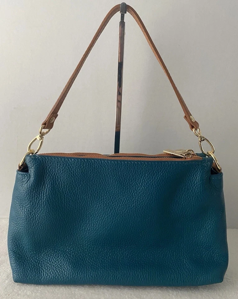 Valentina Italia Bolso de Hombro Triple Entrada Azul Teal Foto 4 de 4