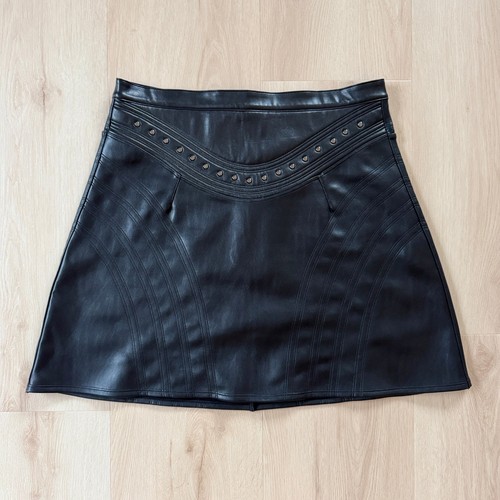 Honey Birdette Connie Luxe Vegan Leder Minirock Damen Gr. L Schwarz Sexy - Bild 1 von 16