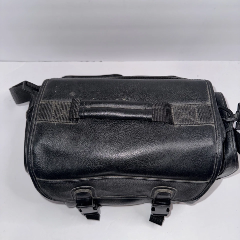 Bolsa de transporte vintage Sony preta couro sintético câmera de vídeo filmadora 13 X 8 X 7 - Imagem 2 de 4