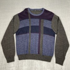 Vtg 90s Cellinni Sweater Mens 2XL Blue Colorblock Wool Blend Baggy Preppy