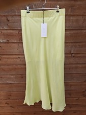 Bondi Born Italian Silk Blend Maxi Skirt Sorbet Yellow Green Size L UK 12 - New