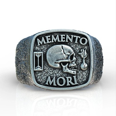 Memento mori signet ring sterling silver 925 original design