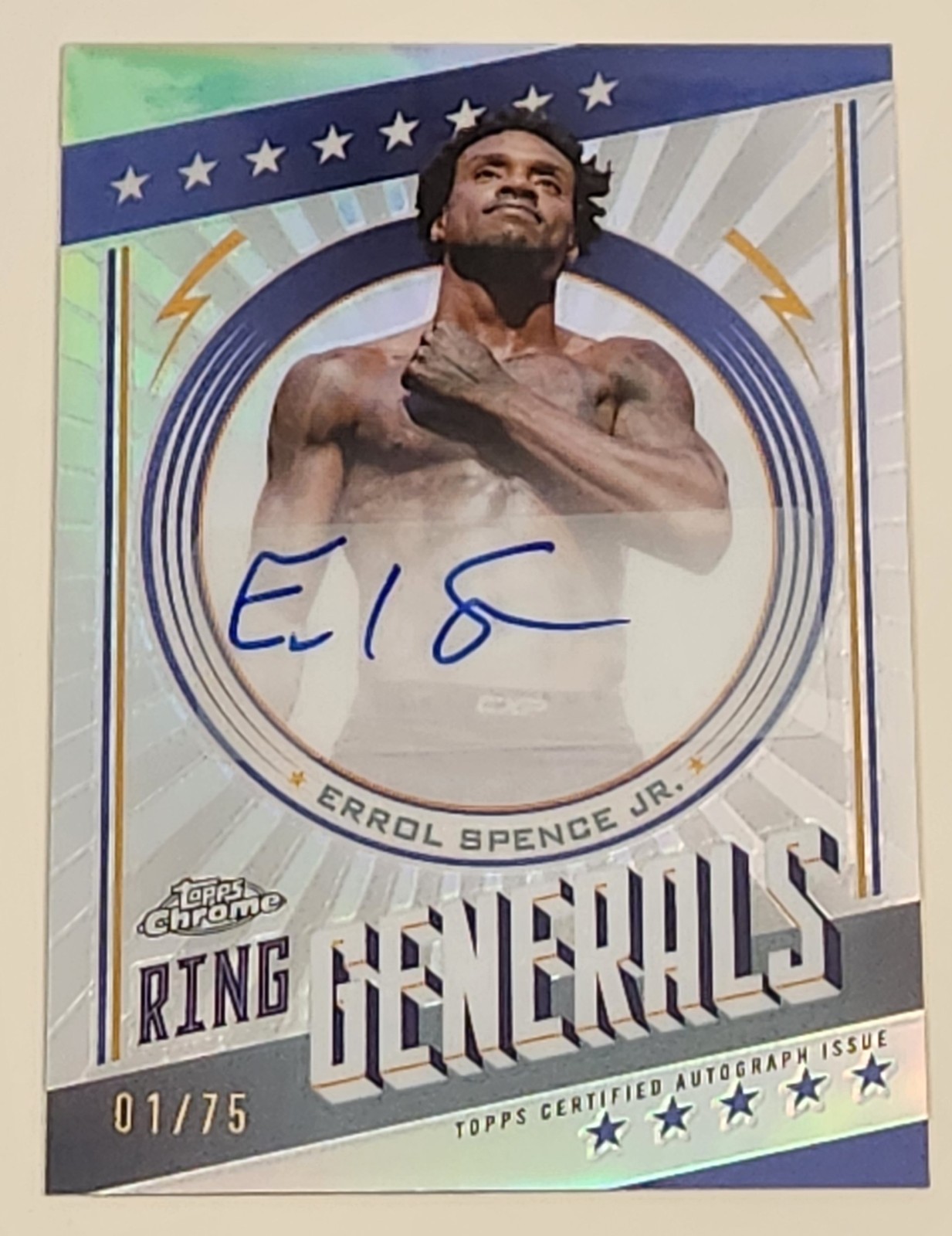 Errol Spence Jr. 2024 Topps Chrome Boxing Ring Generals AUTO #RGA-ES #D 1/75