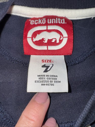 ECKO UNLTD Youth Sweatshirt S/M Sz 7 Y2K Navy Red Embroidery - Picture 4 of 10