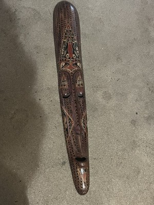Vintage Large 38'' Tribal INDONESIA Mask Ink Tatoo Style Design Wood
