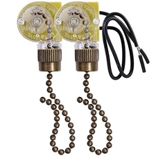 Ceiling Fan Light Switch Zing Ear ZE-109 Two-Wire With Pull Cords for Fans, 