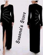 NWT BCBG MAXAZRIA SIZE XS SWAROVKI STUD EMBELLISHMENT FRONT SLIT MAXI GOWN DRESS