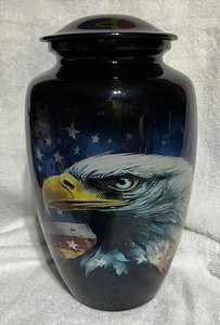 American EAGLE & Flag Urn Tribute: Classically Designed Memorial Urn 10.23” Tall