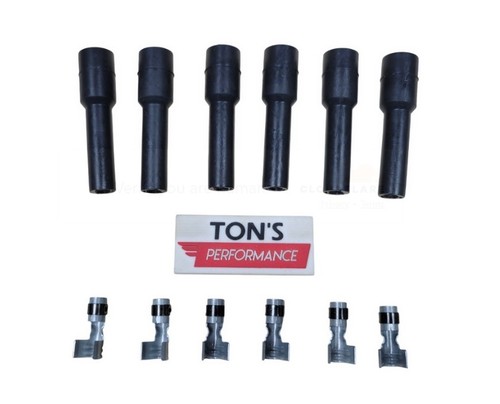 7-8mm 6 pack Straight Spark Plug Wire Boots With Terminals 180 degree USA kit - Foto 1 di 8