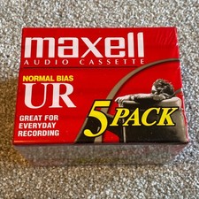 Maxell UR 90 Normal Bias Audio Cassette Tapes 5-Pack Factory Sealed Blank Media