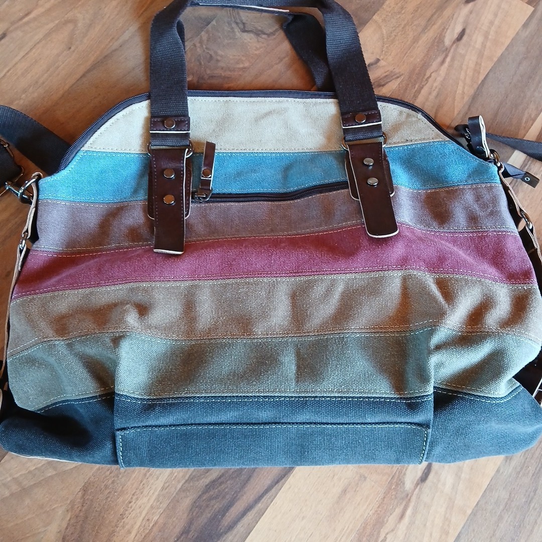 Canvas Patchwork Rainbow Shoulder Bag Large Capac… - image 6