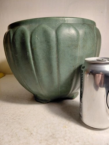 VINTAGE BRUSH MCCOY (ZANESVILLE?)  MATTE GREEN JARDINIERE, VERY LARGE, NEW PRICE