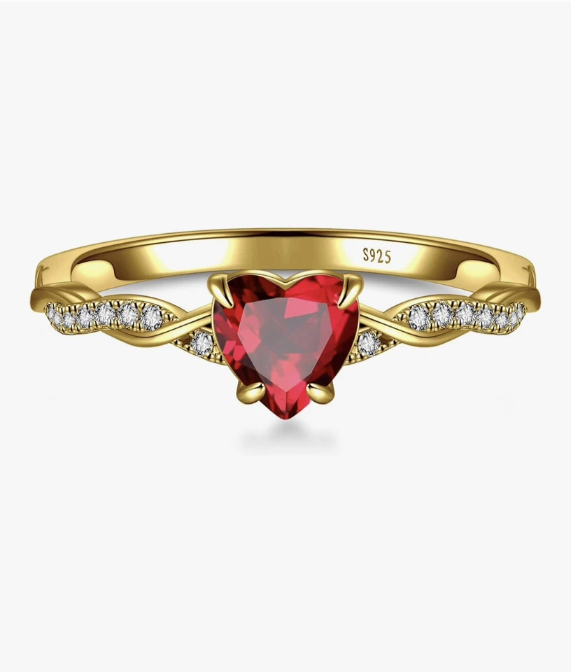 Anillo Oro 14K Rojo Rubí Talla 7 Foto 2 de 4