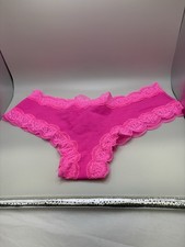 Victoria Secret Women  s Pink Cheeky Lace Trim Underwear Panties Size M